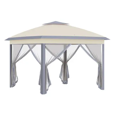 Outsunny Pop Up Gazebo Height Adjustable Canopy Tent w/ Carrying Bag, Beige