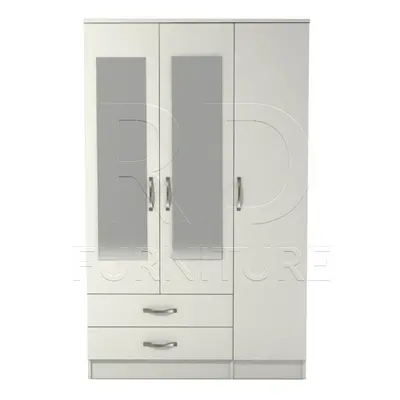 Ready assembled Classic Door Drawer Mirrored Wardrobe White