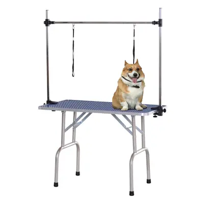 PawHut Metal Adjustable Dog Grooming Table Rubber Top Safety Slings Mesh