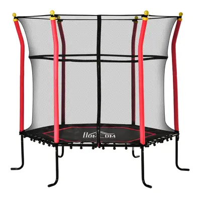 HOMCOM 5.4FT Kids Trampoline With Enclosure Indoor Outdoor for Years Red