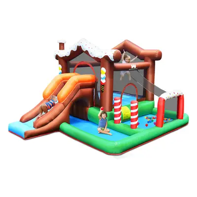 Inflatable Bounce House Jumping Castle w / Slide & Mesh Protection