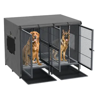 Heavy Duty Dog Crate with Divider and Waterproof Cover