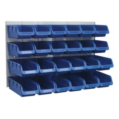 24 Blue x x 75mm Plastic Storage Bin & Wall Panel Warehouse Picking Tray