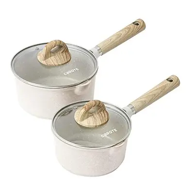 CAROTE Saucepan Set 16cm/18cm, Non Stick Induction Saucepan Set with Lid, Milk Pan for All Hobs,