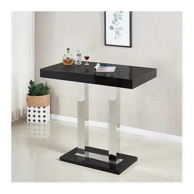 Caprice High Gloss Bar Table Rectangular Glass Top In Black