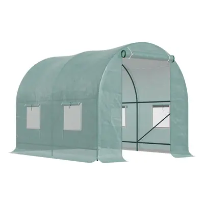 Outsunny Polytunnel Greenhouse Outdoor Grow House Roll Up Door Windows 2x2.5m