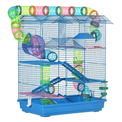 PawHut Tiers Hamster Cage Animal Travel Carrier Habitat W/ Accessories