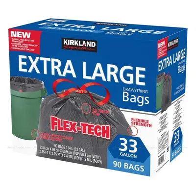 Kirkland Signature Drawstring Trash Bags - Gallon - Size - Count (90 Count)