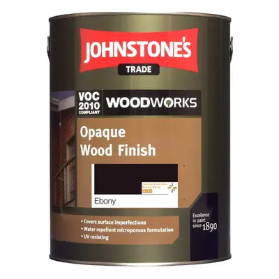 5 LTR JOHNSTONE'S WOODWORKS OPAQUE WOOD FINISH SATIN EBONY