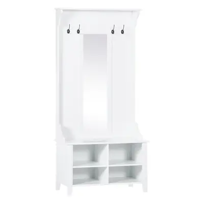 HOMCOM Hallway Furniture Set Shoe Bench Storage Mirror Cabinet w/ Hooks