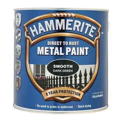 Hammerite SFDG25L Direct to Rust Smooth Finish Metal Paint Dark Green 2.5 Litre