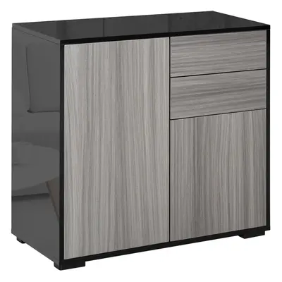 HOMCOM Side Cabinet with Door and Drawer for Home Office, Grey Black