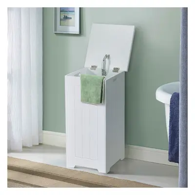 Wooden Laundry Cabinet Hamper Chest White Storage Cupboard BinWith Lid