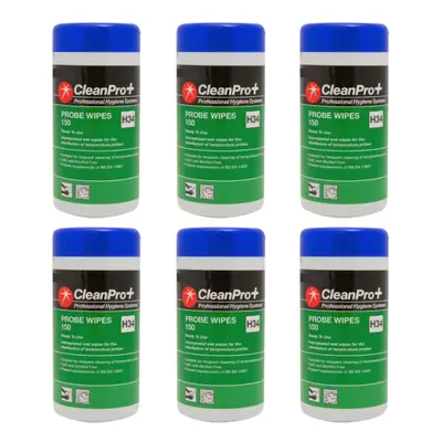 6 x Clean Pro+ Disinfectant Probe Wipes H34 (900 Wipes Total)