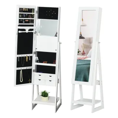 HOMCOM Freestanding Jewellery Storage Armoire w/ Mirrors Drawers Hooks Lights