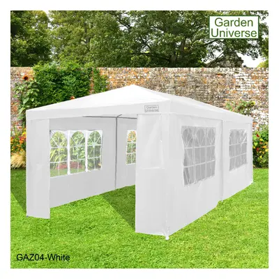 Gazebo x 6m By Garden Universe Steel Frame Marquee Canopy Party Tent White