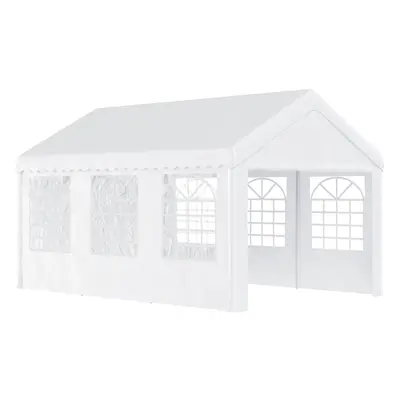 Outsunny 6m Garden Gazebo Portable Carport Shelter w/ Removable Sidewalls&Doors