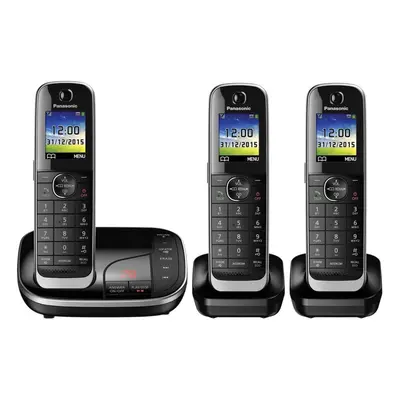 Panasonic Trio Handset Cordless Home Phone with Nuisance Call Blocker and LCD Colour Display - B