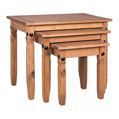 Corona Nest of Tables Set Living Room Pine Wood