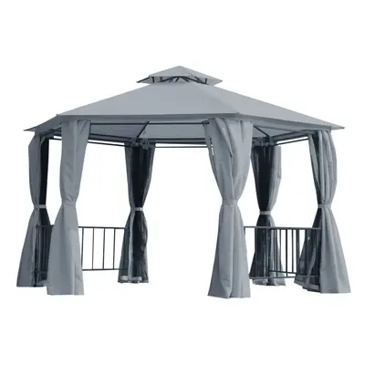 Outsunny x 3(m) Gazebo Canopy Tier Patio Shelter Steel for Garden Grey