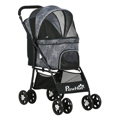 PawHut Pet Stroller Dog Pram Pushchair Cat Travel Carriage Universal Wheels Grey