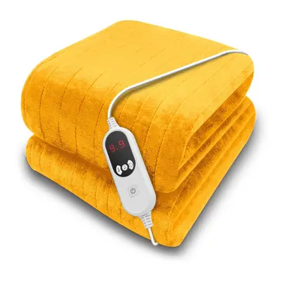 Purus Gold Deluxe Electric Heated Throw 160x120cm, Soft Fleece, Heat & 12HR Timer Settings, Wash