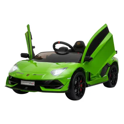 HOMCOM Lamborghini SVJ 12V Ride-On Car w/ Lights Music Remote Yrs Green