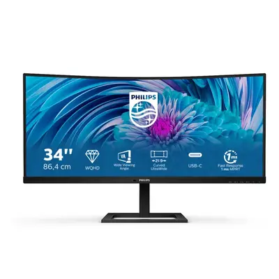 Philips E Line 346E2CUAE/00 computer monitor 86.4 cm (34") x pixels Wide Quad HD+ LCD Black