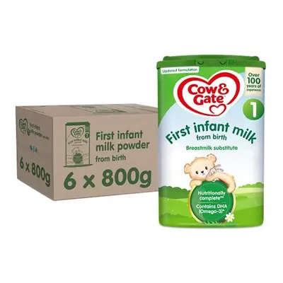 Cow & Gate First Infant Baby Milk Powder Formula, from Birth, 800g (Pack of 6)