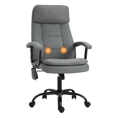 Vinsetto Massage Office Chair Linen Computer Chair with Adjustable Height Grey