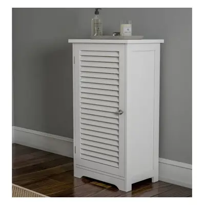 White Wooden Bathroom Storage Cabinet Free Standing