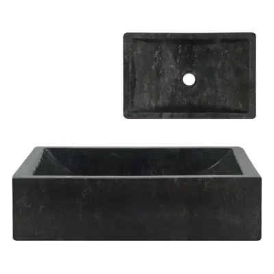 vidaXL Sink Bathroom Natural Stone Wash Bowl Basin Marble High Gloss Black