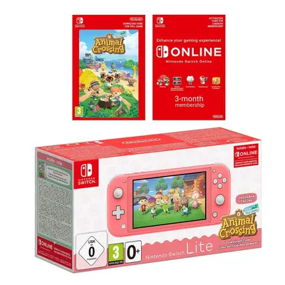 Nintendo Switch Lite Coral & Animal Crossing DLC Bundle