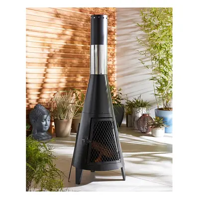 Outdoor Garden Heater Silver Fire Pit Chimney Chiminea Trend