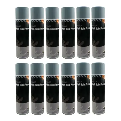 12 x Indasa Grey One Pack High Build Acrylic Based Primer 500ml Aerosol