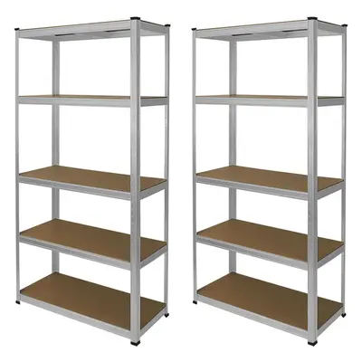 2x 5-tier Galvanised Racking Units Heavy Duty Storage Shelf Garage Warehouse