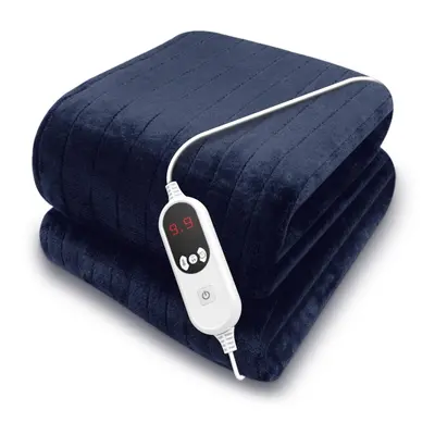 Purus Navy Blue Deluxe Electric Heated Throw 160x120cm, Soft Fleece, Heat & 12HR Timer Settings,