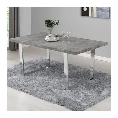 Constable Rectangular Wooden Dining Table In Concrete Effect