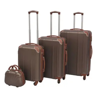 vidaXL Piece Hardcase Trolley Set Coffee Travel Suitcase Luggage Bag Cabin