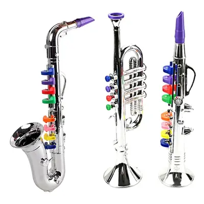 3Pcs Kids Musical Instruments Toy Clarinet,Saxophone Trumpet,Wind and Brass Musical Instruments 