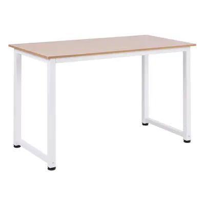 HOMCOM Computer Desk Dining Table Writing Table with Metal Frame, White