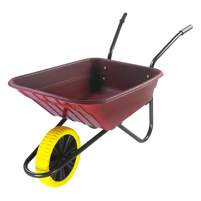 90 Litre Shire Heavy Duty Plastic Wheelbarrow Burgundy Puncture Proof Wheel