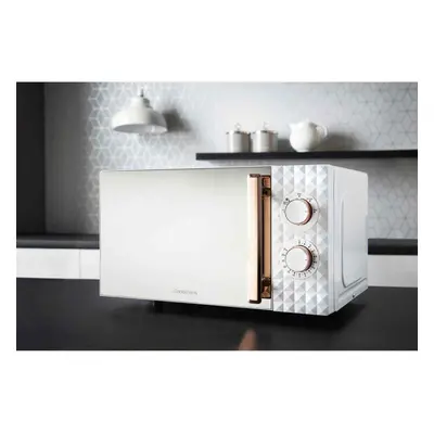 Diamond White and Rose Gold Effect Microwave Capacity 20L Mirror Finish Door