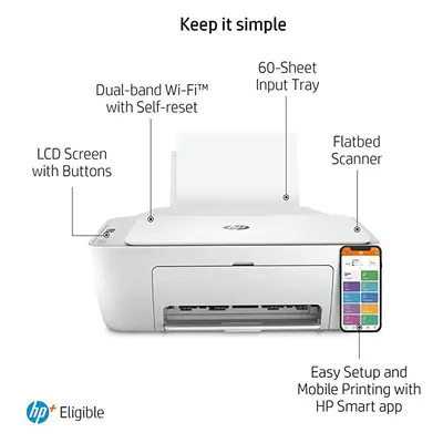 7 Months of Instant Ink with HP+, White All-In-One Colour Printer