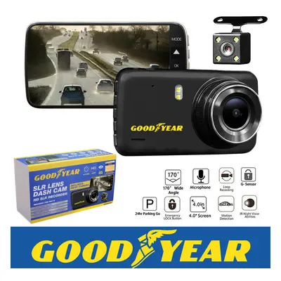 Goodyear 1080P Dual Lens Car DVR Front and Rear Camera Video Dash Cam Recorder