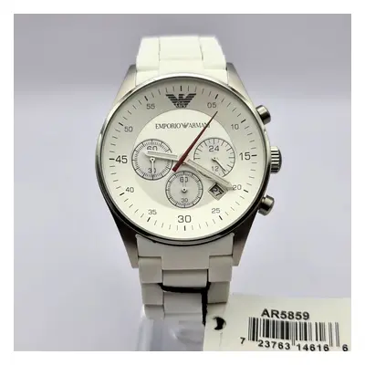 NEW EMPORIO ARMANI TAZIO AR5859 WHITE DIAL SILICONE RUBBER MENS WATCH