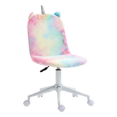 Vinsetto Fluffy Unicorn Office Chair w/ Swivel Wheel, Cute Desk Chair, Rainbow