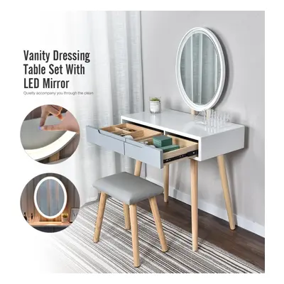 ELECWISH Dressing Table with Oval Mirror Makeup Vanity Table Set