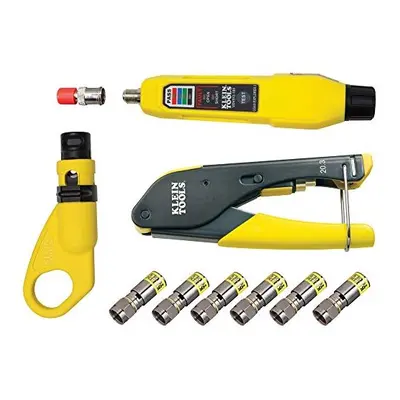 KLEIN TOOLS Coax Installation and Cable Testing Kit with Crimper, Stripper, Tester and F-Connect