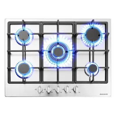 AREBOS gas hob burners | stainless steel | incl. pot rack & ignition fuse